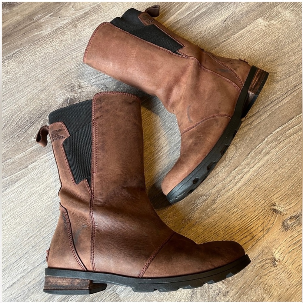 Sorel Emelie III Chelsea Boots Mid Brown Leather Boots Womens 7.5 UK 5.5 EU 38.5